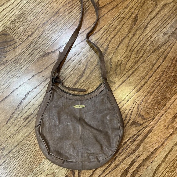 LUCKY BRAND ROBERTSON CONVERTIBLE HOBO TAUPE BROWN LEATHER PURSE BAG BOHO - Picture 5 of 11